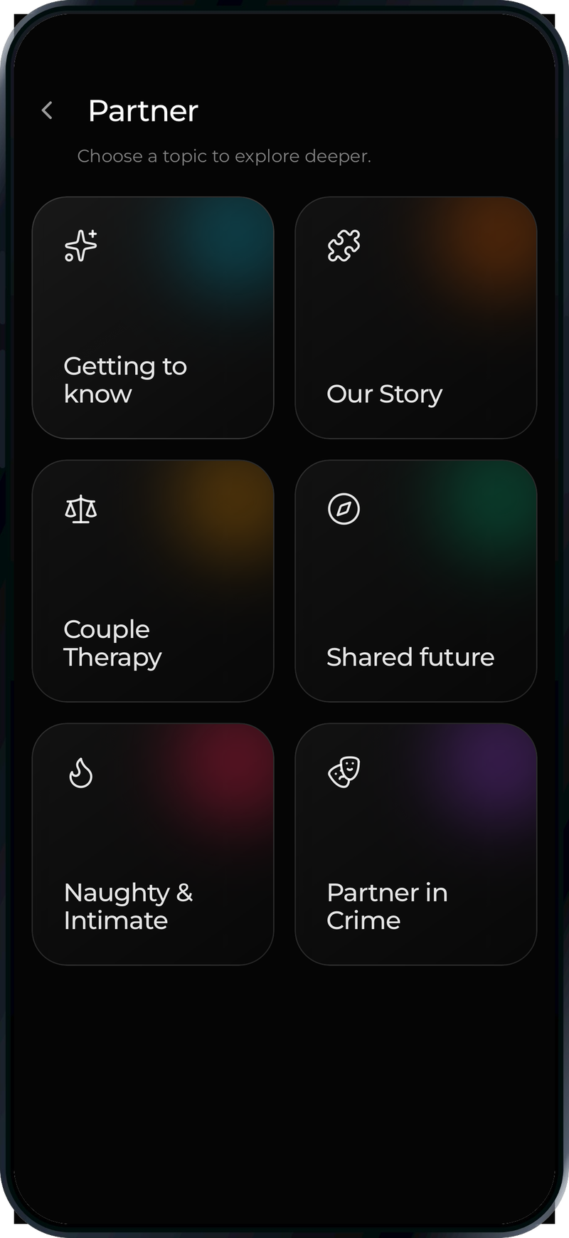 Qloser app — pick a topic